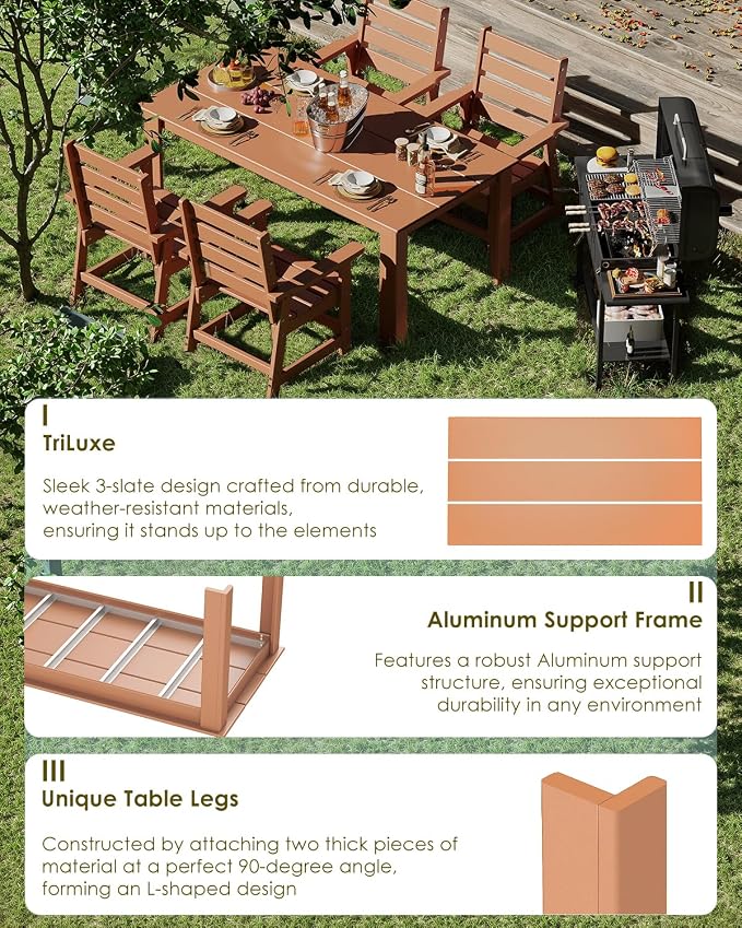 GREENVINES Outdoor Dining Table | 67’’ | HDPE | Rectangle Tables - Image 3