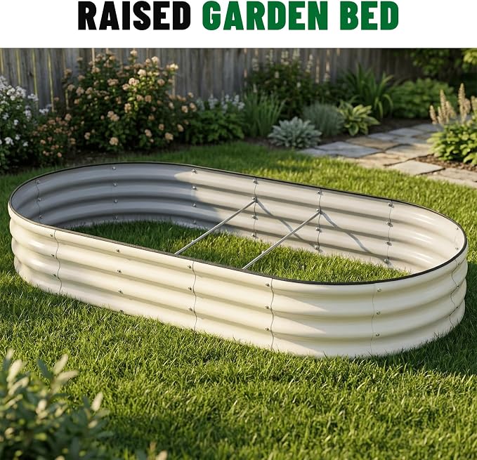 SnugNiture 2 Pcs 6x3x1ft Raised Garden Bed Kit, Outdoor Oval Metal Garden - Image 6