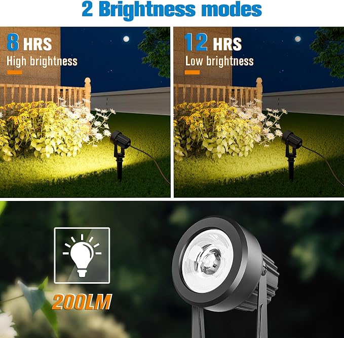 APONUO Solar Spot Lights Outdoor 6-in-1 Landscape Lighting Dusk to Dawn Solar - Image 2