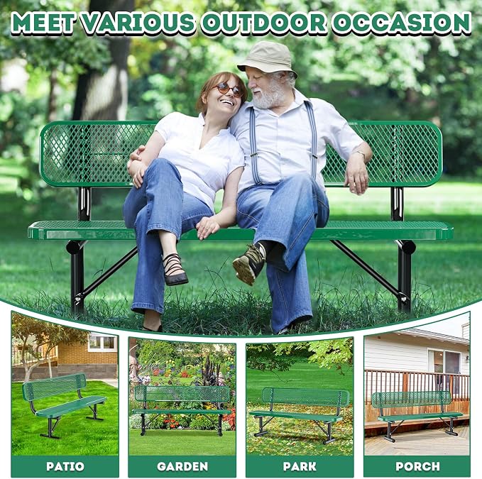 6FT/72INCH Heavy Duty Metal Park Bench - Image 6