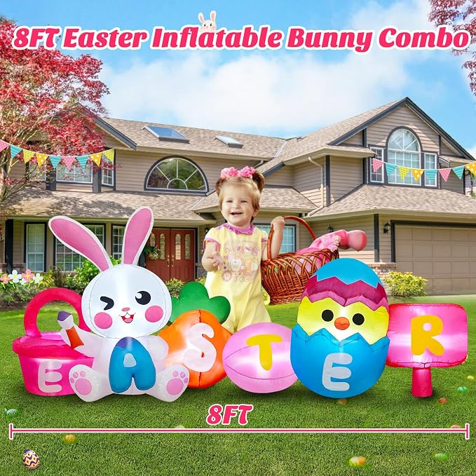 MICOCAH 8 FT Long Easter Inflatables Outdoor Decorations, Inflatable Painting - Image 2