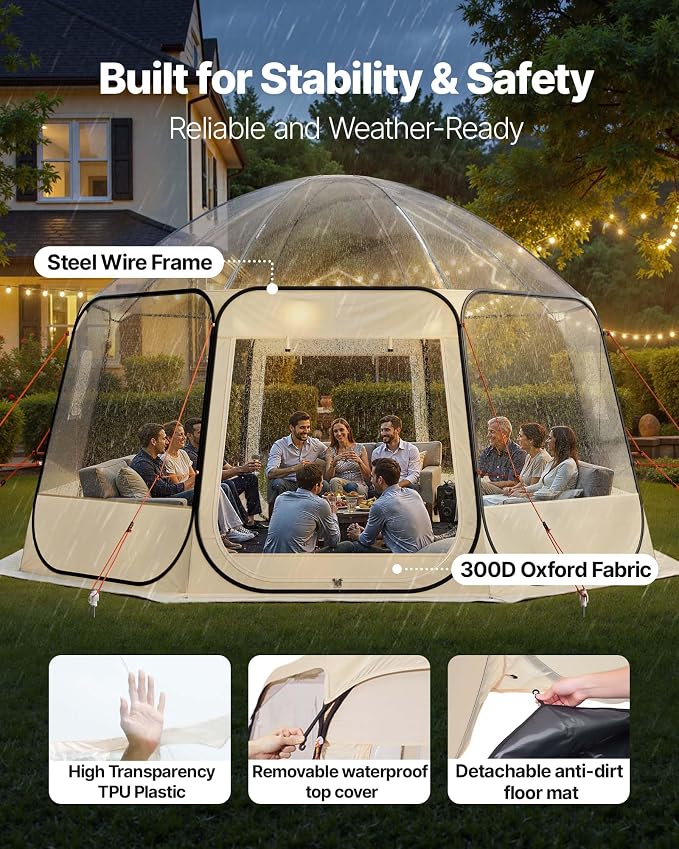 VEVOR Pop up Sports Tent, 8 Sizes Optional Clear Bubble Tent - Image 4