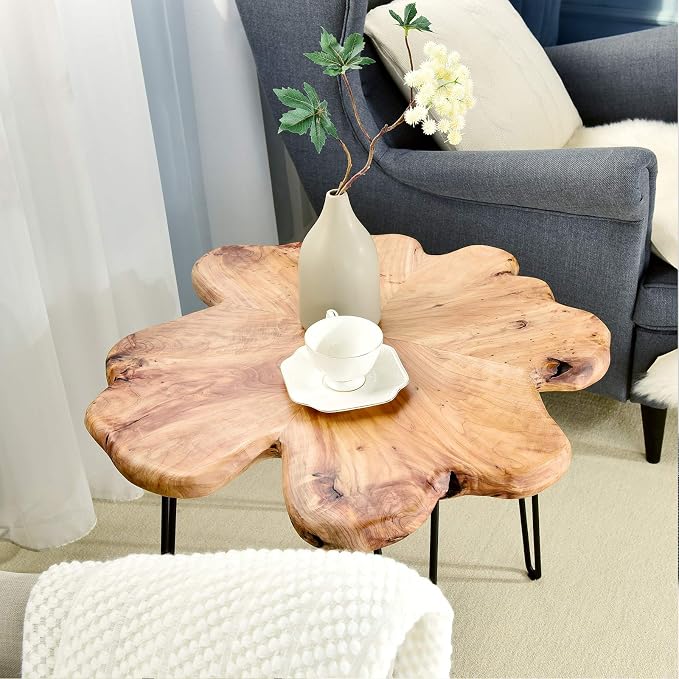 WELLAND Live Edge Cedar Coffee Table 32" W x 32" D x 20.5" H Rustic Round Table - Image 6