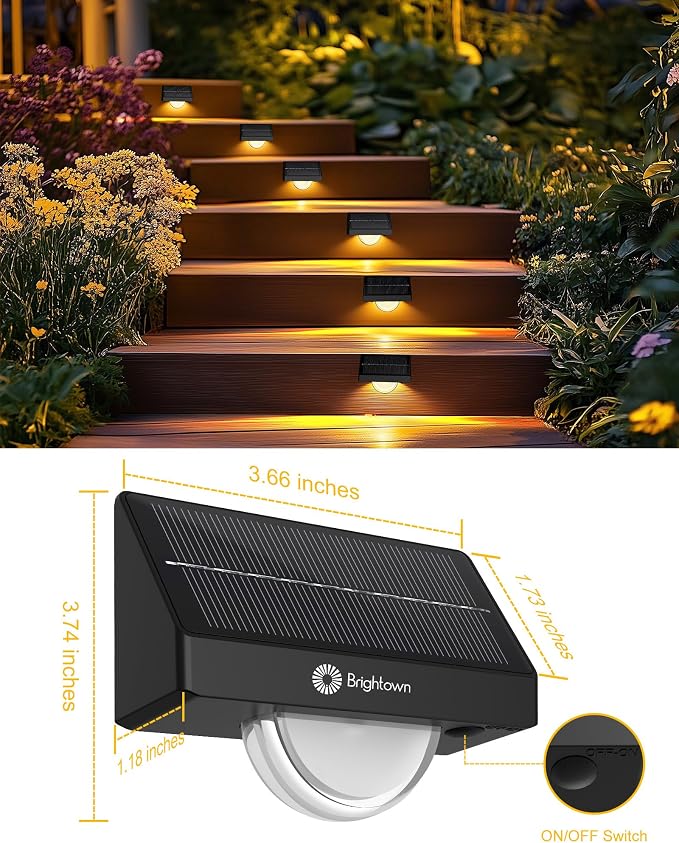 Brightown Solar Step Lights for Outside, 4 Pack Solar Stair Lights Outdoor - Image 8