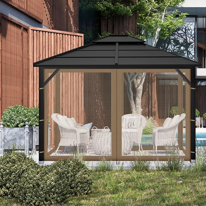 Gazebo Replacement Mosquito Netting Outdoor Universal Gazebo Canopy 4-Panels - Image 7