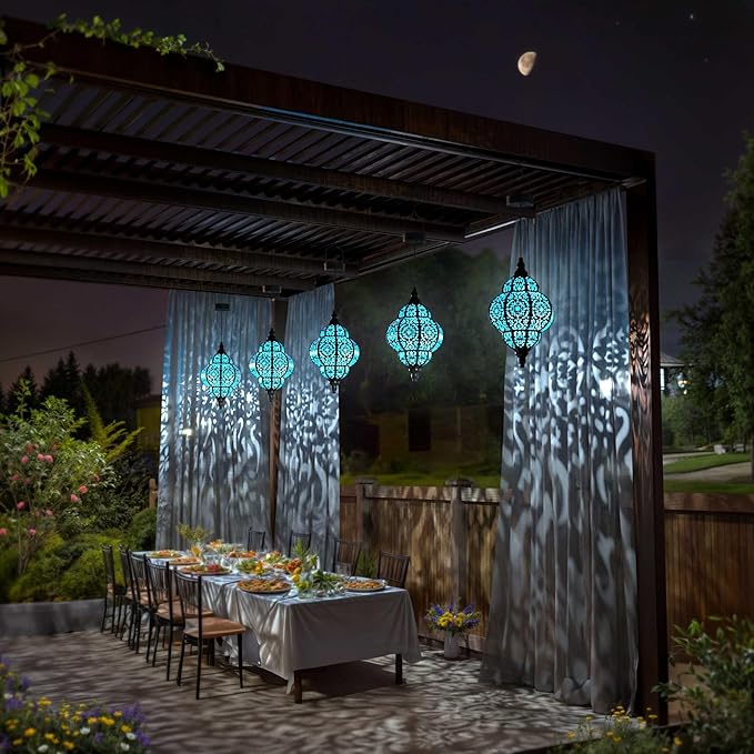 Hanging Solar Lights Outdoor Garden Decor Solar Lantern Waterproof Plastic - Image 5