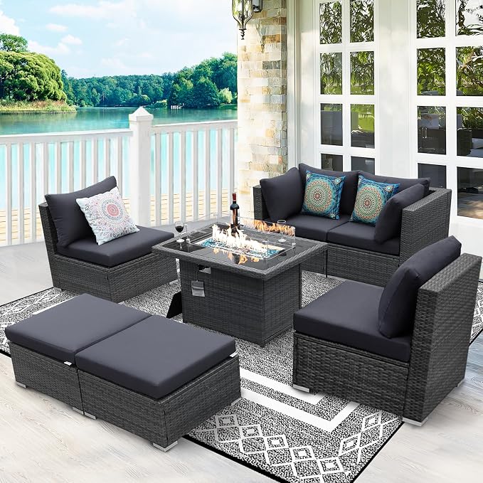 BULEXYARD 7 Piece High Back Outdoor Sectional Set - Image 9