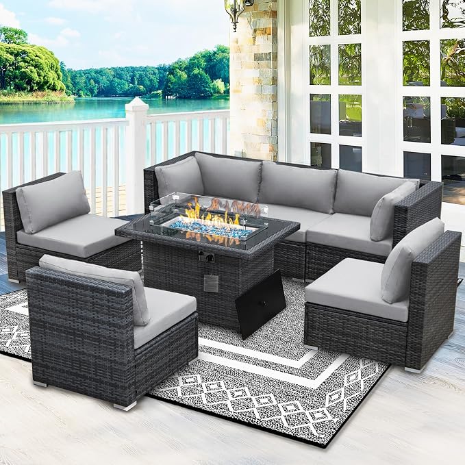 BULEXYARD 7 Piece High Back Outdoor Furniture Set - Image 9