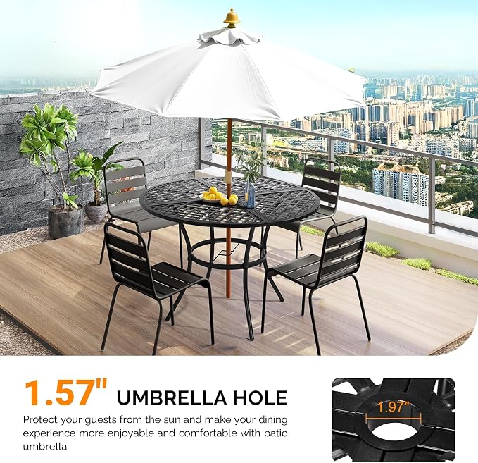 VINGLI 42" Round Outdoor Dining Table - Image 4