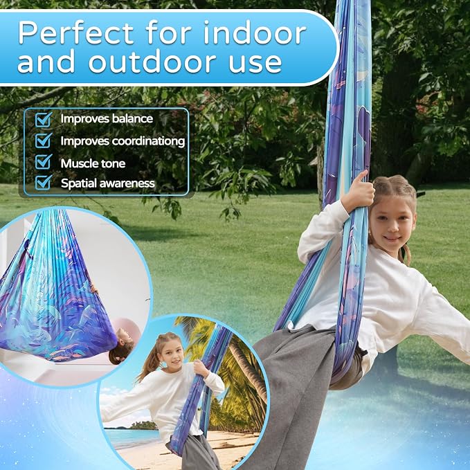 Sensory Swing for Kids and Adults Indoor & Outdoor Double Layer Therapy Cuddle - Image 7