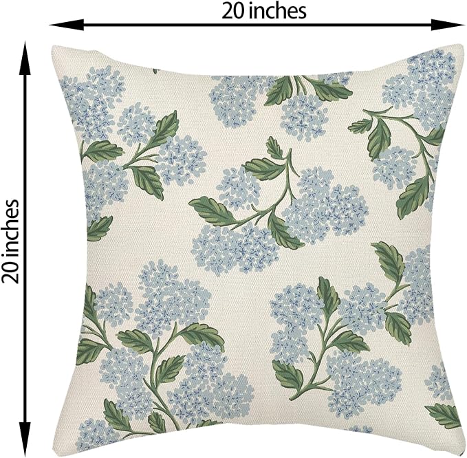Spring Pillow Covers 20x20 Inch 2 Pcs Navy Blue Sage Green Hydrangea Flower - Image 6