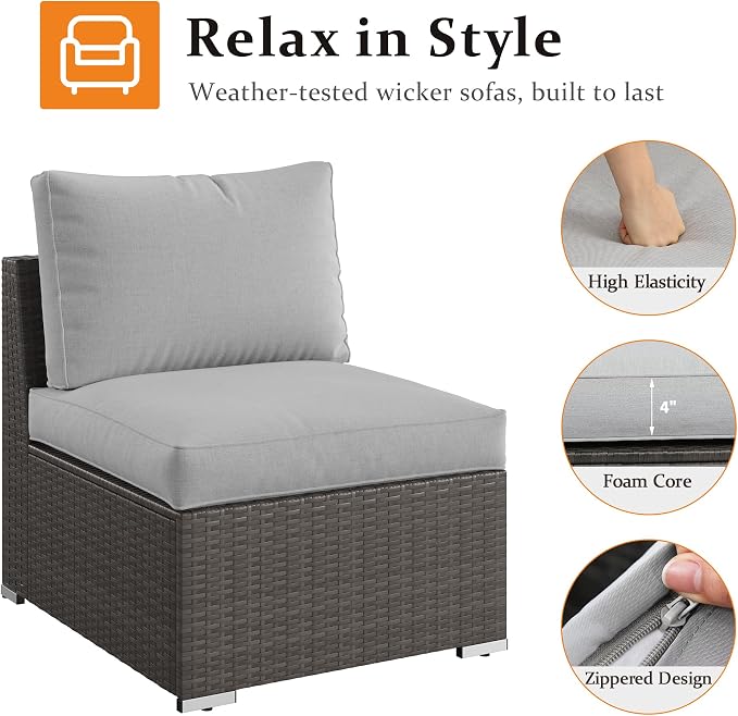 Wisteria Lane 2 Pieces Patio Furniture Sets, Outdoor Sectional Furniture - Image 3