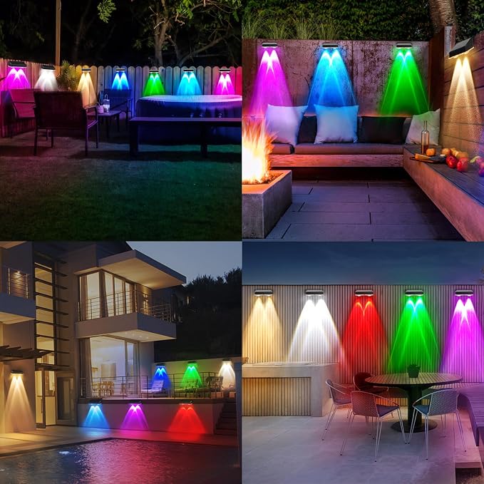 echosari 8 Pack Solar Fence Lights Outdoor Waterproof Color Changing 100 Lumen - Image 8