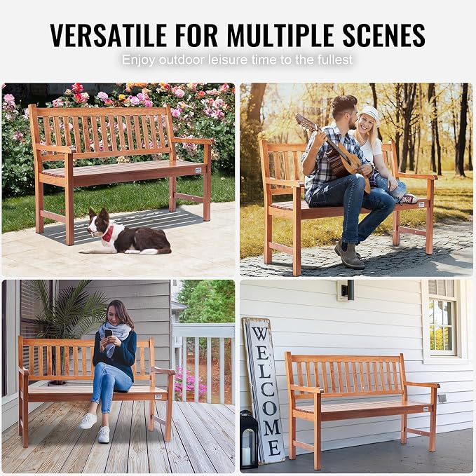 VEVOR Wood Outdoor Bench, 2-Person Garden Bench - Image 8