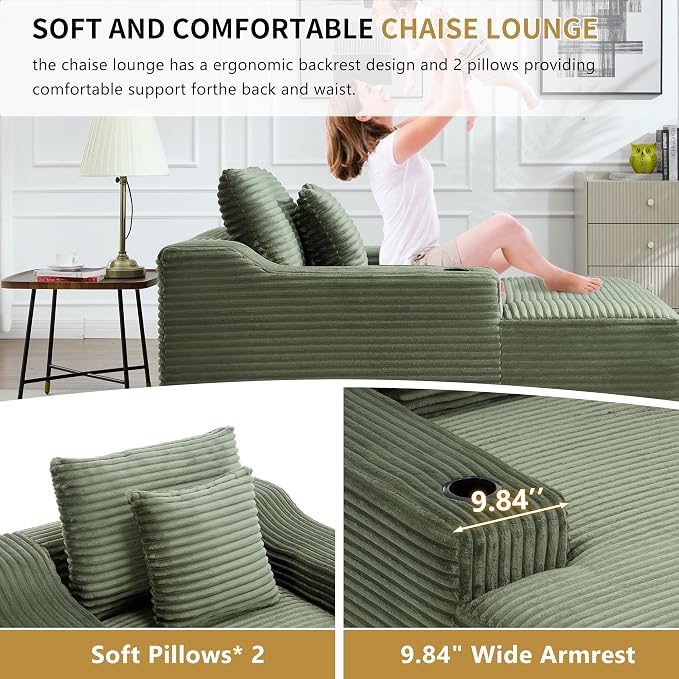 67" Oversized Chaise Lounge Chair Indoor, Soft Boneless Cloud Couch Chair - Image 4