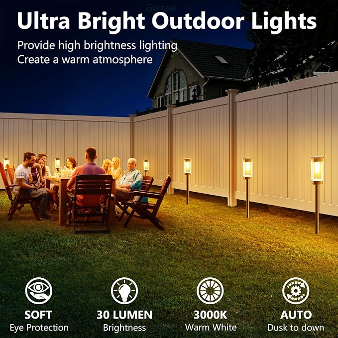 Bright Solar Pathway Lights Outdoor 8 Pack Solar Lights Outdoor LED Waterproof - Image 3