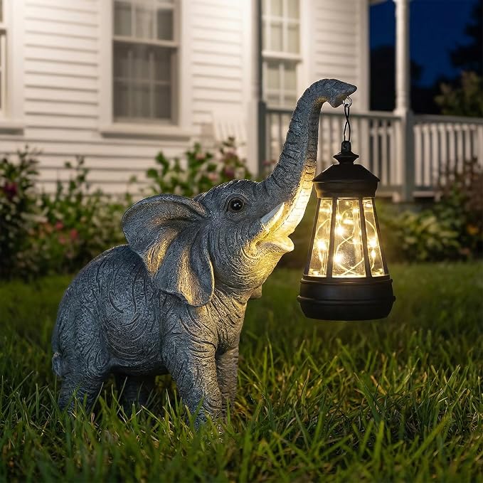 Solar Garden Statue Lights Elephants Figurine - Image 9