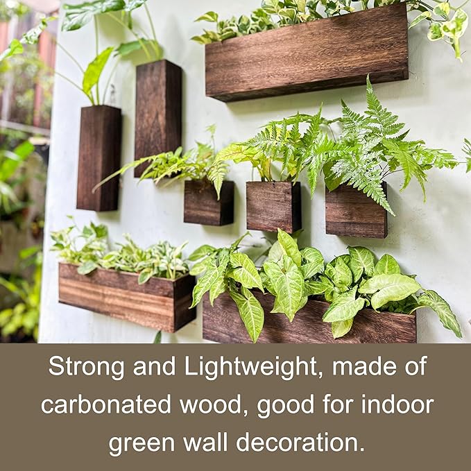 LaLaGreen Wood Planter Box for Plants Wooden Wall Hanging Planters for Indoor - Image 4