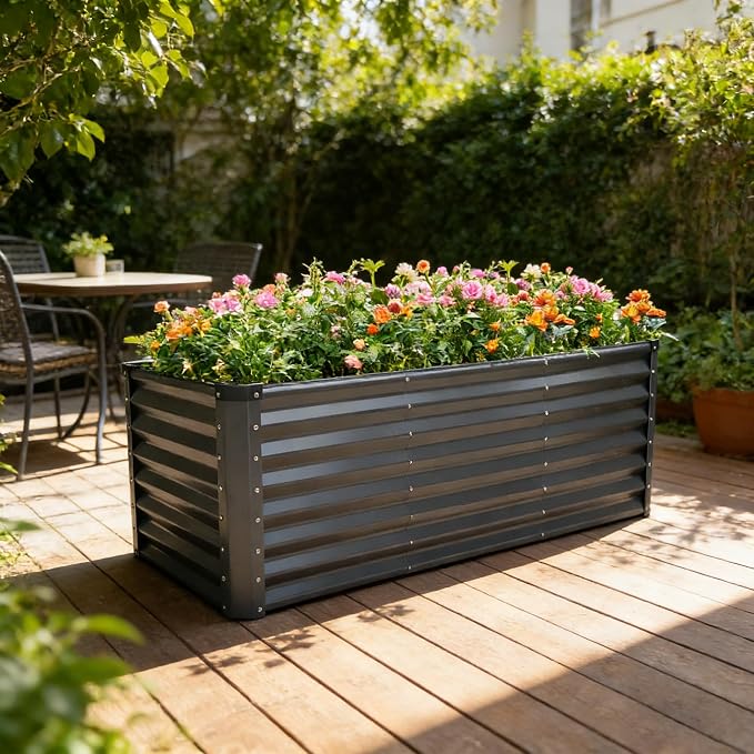 GARDMAX 8x4x2FT Galvanized Raised Garden Bed Kit, Metal Planter Boxes Outdoor - Image 7