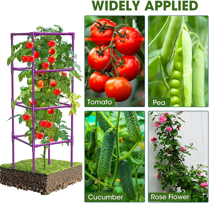 3 Pack Tomato Cages, Square Tomato Plant Stakes Support Cages Trellis - Image 6