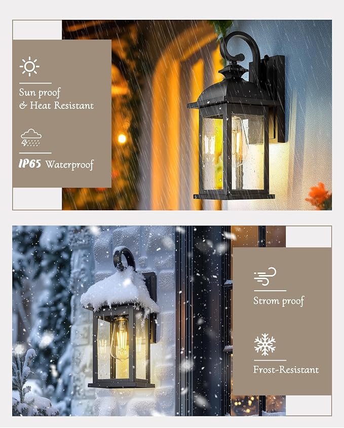 FEMILA Dusk to Dawn Outdoor Wall Sconce, Front Porch Light Fixtures Wall Mount - Image 5