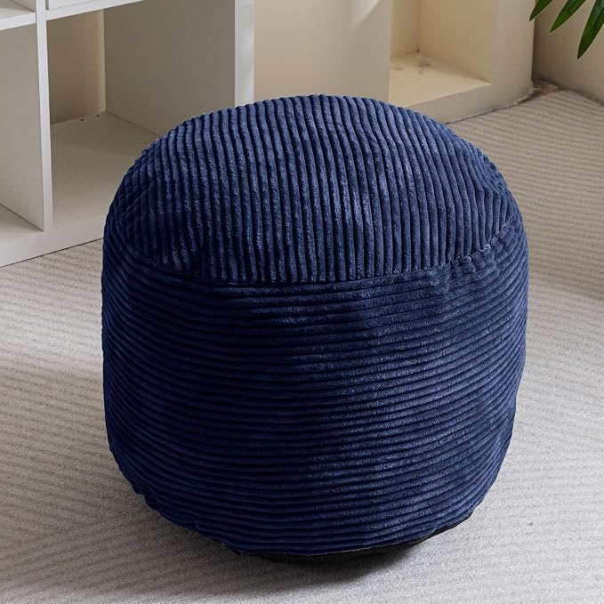 HIGOGOGO Round Stuffed Pouf Ottoman, Corduroy Poufs - Image 6
