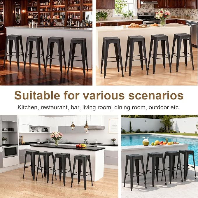 Stackable Metal Bar Stool Backless Indoor-Outdoor Counter Stools Fullmetal - Image 4