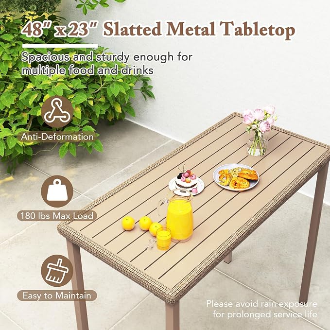 Tangkula 3 Pieces Patio Bar Table Set, Outdoor Bar Height Table & 2 Armless - Image 6