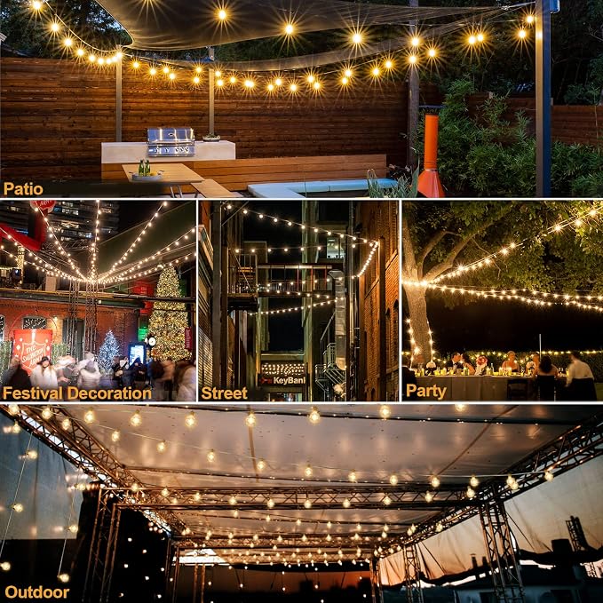 Mlambert 100Ft Outdoor String Lights, G40 Globe Patio Lights - Image 6