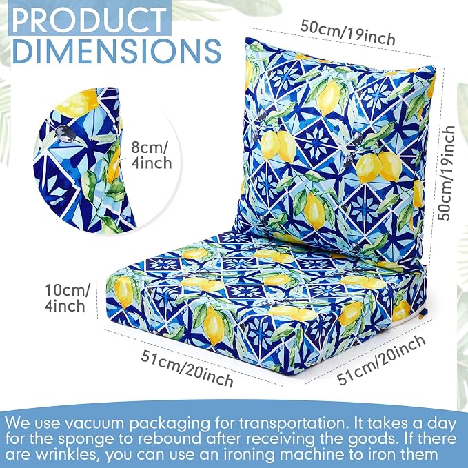 Hoteam 4 Set Outdoor Chair Patio Cushions 20 x 20 Inch Deep Seat Waterproof - Image 2