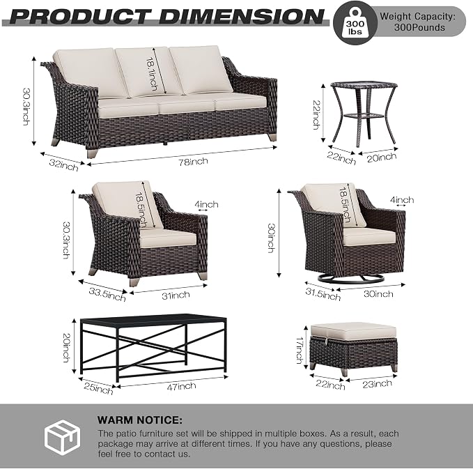 Joyside Wicker Patio Furniture Sets, 5 Pieces Upgraded Large Size Outdoor - Image 2