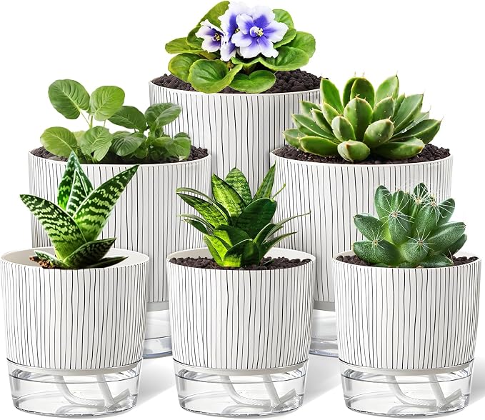 6 Pack Self Watering Pots for Indoor Plants, Flower Planters by Unknown