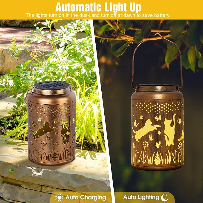 2 Packs Cat Gifts Solar Lanterns Outdoor Waterproof, Birthday Gifts - Image 5
