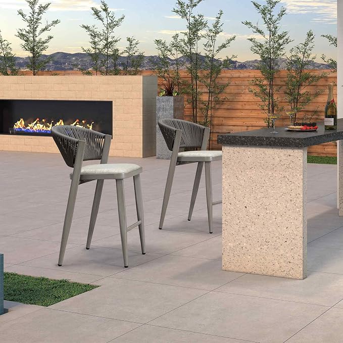 PURPLE LEAF Counter Height Bar Stool Set of 2 Outdoor Chair - Image 2