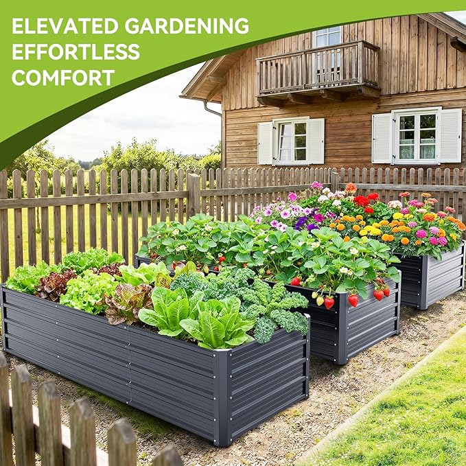 Ohuhu 8x3x1.5FT Metal Raised Garden Bed Outdoor, Reinforced Galvanized Steel - Image 7