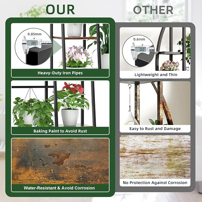 Plant Stand Indoor with Grow Lights, 6 Tiered Metal Plant Shelf, Corner Plant - Image 5