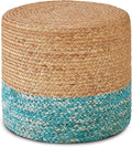 Wimarsbon 18'' Ottoman Pouf, Natural Braided Poof, Rustic Handweave Lounge by Wimarsbon