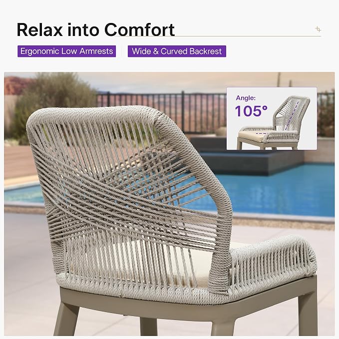 PURPLE LEAF Patio Counter Height Bar Stools 24" H Set of 2 Modern Rattan Bar - Image 8