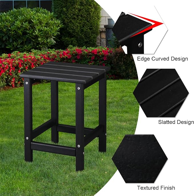 Beach Outdoor Side Table with 2 Layer Storage, Plastic Waterproof and UV - Image 4