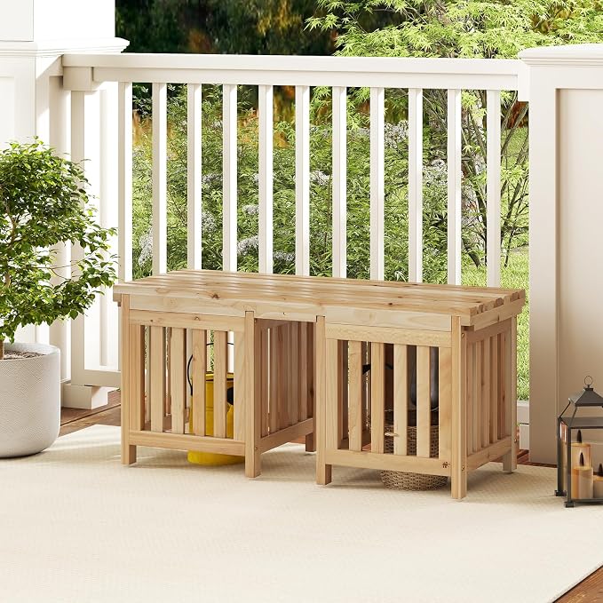 Giantex 2-in-1 Outdoor Bench - Image 8