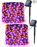Brizled Orange & Purple Halloween Lights, 2 Pack Total 78FT 240 LED Solar by Brizled