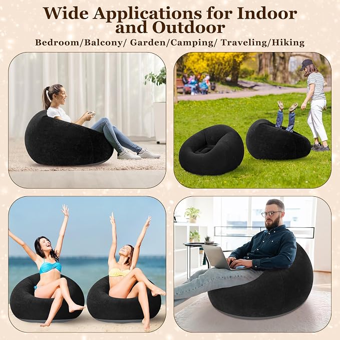 Realspring Inflatable Bean Bag Chairs Outdoor Blow up Camping Chairs Inflatable - Image 5