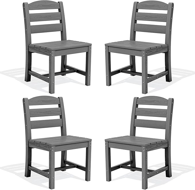 SERWALL Outdoor Dining Chairs Set of 4, All-Weather HDPE Patio Chair by SERWALL