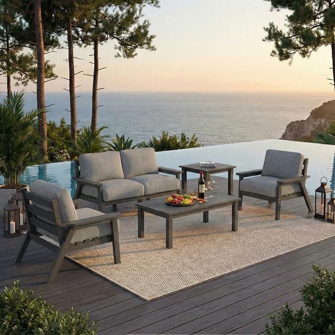 HDPE Patio Furniture Set 4 Seats, Outdoor Couch by YourPerfectOutdoorEscape