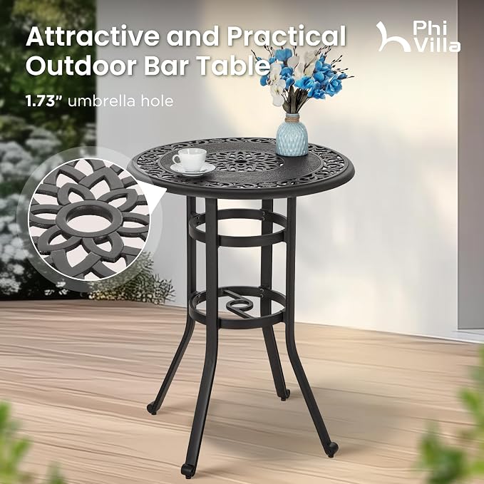 PHI VILLA Patio Furniture Set, Pub Bistro Set - Image 5