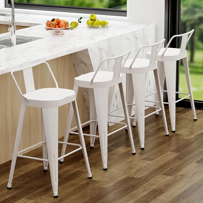 ALISH 26 Inch Bar Stools Set of 4, Industrial Metal Barstools Farmhouse Bar - Image 6