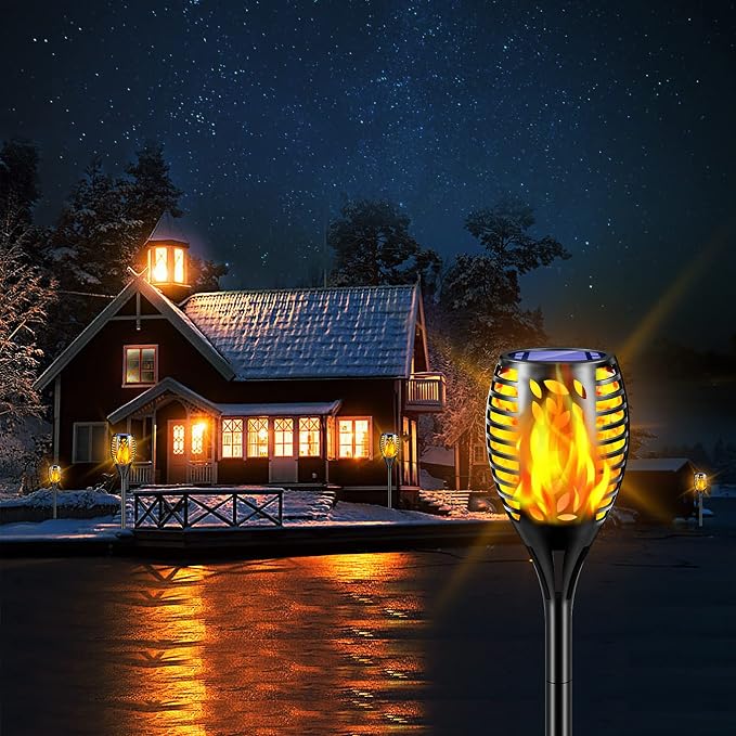 TomCare 8 Pack Outdoor Solar Lights Flickering Flames Torch Decorative Garden - Image 5
