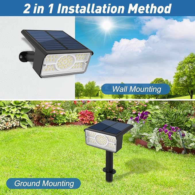 T-SUN Solar Spot Lights Outdoor, 8 Pack 49LED Landscape Spotlights, 2 Lighting - Image 5