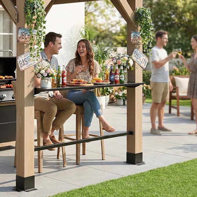 CHARMELEON Grill Gazebo 6 x 12 FT, Cedar Wood BBQ Gazebo - Image 7