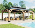 AMERLIFE 12x20 ft Hardtop Gazebo, Spruce Wood Gazebo by AMERLIFE
